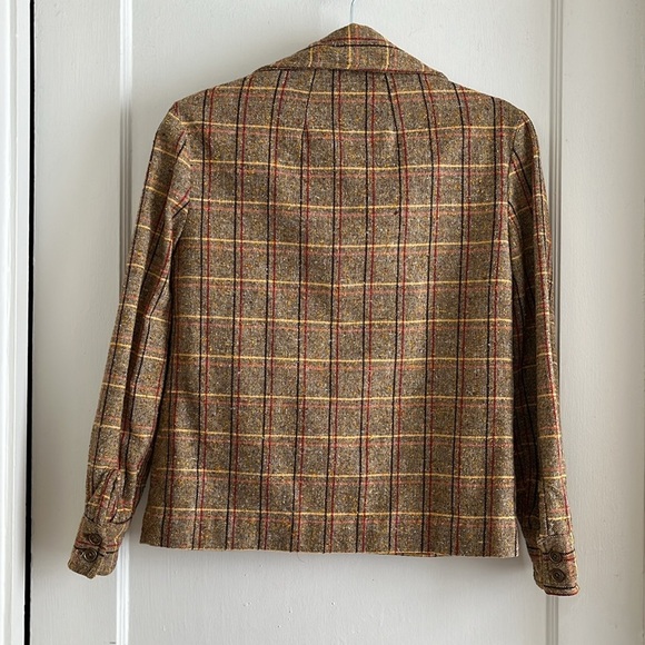 1970s Dagger Collar Brown Rust Red & Mustard Yellow Jacket / Blazer - Picture 3 of 10